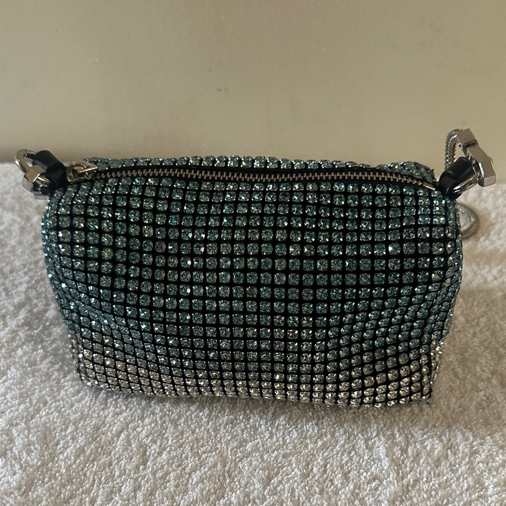 Embellished Teal Crystal Mini Shoulder Bag - Picture 3 of 7